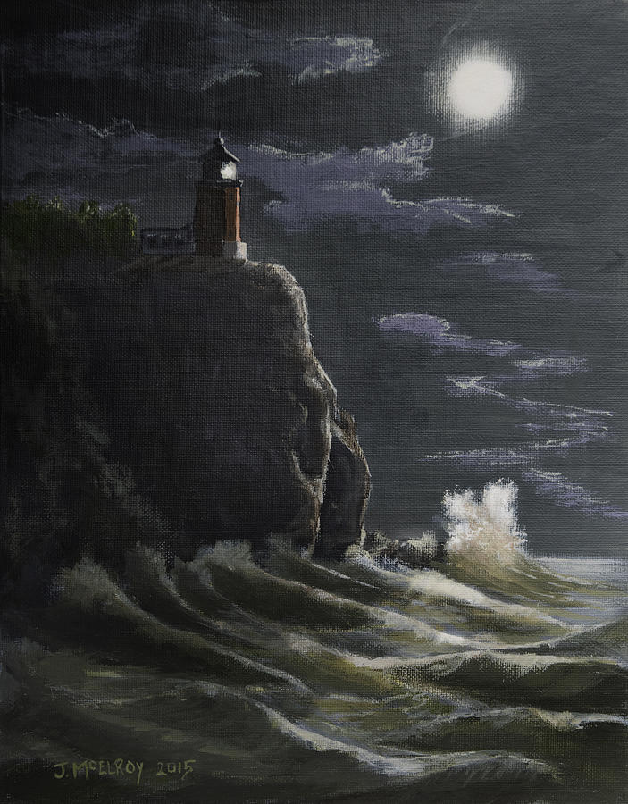Lighthouse Painting - Split Rock Lighthouse by Jerry McElroy