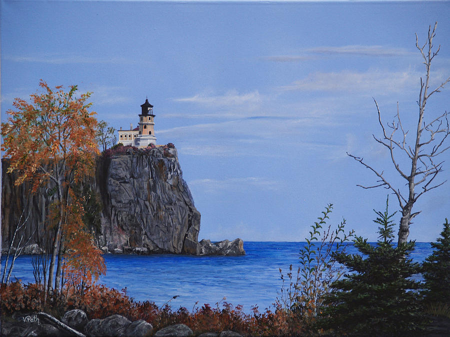 Split Rock Lighthouse Painting by Vicky Path Fine Art America