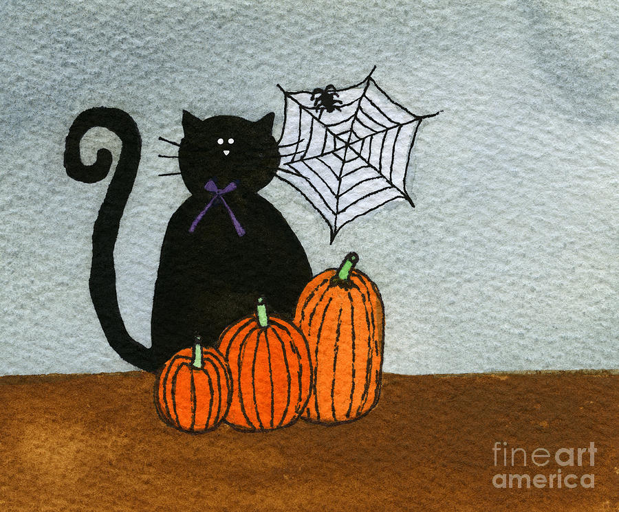 Spooky Black Cat Painting by Norma Appleton