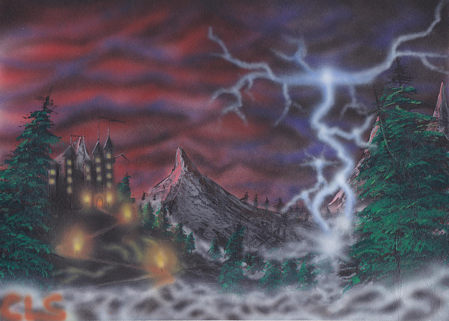 Castle Painting - Spooky Castle by Christopher Soeters