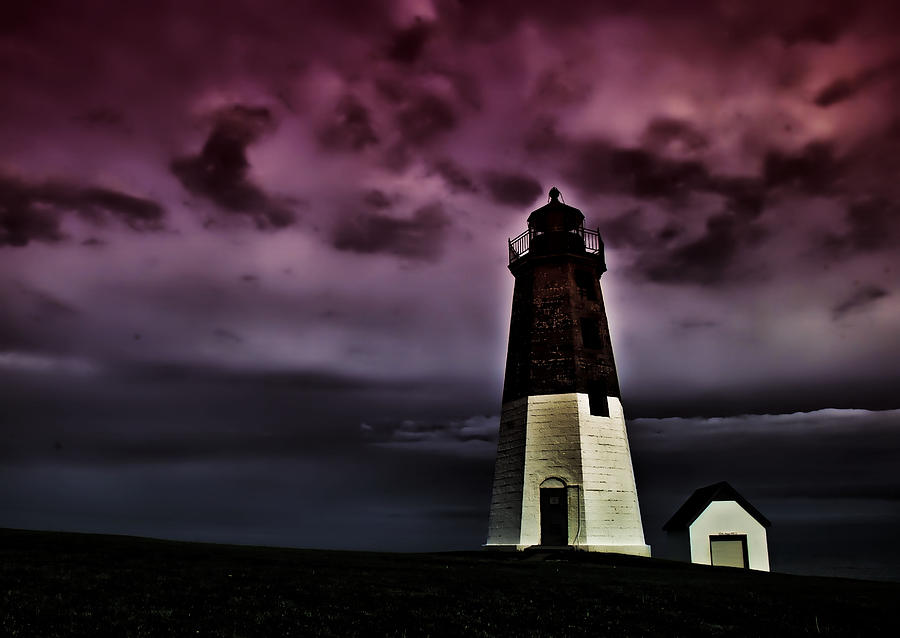 Lighthouse Photograph - Spooky Lighthouse by Nancy De Flon
