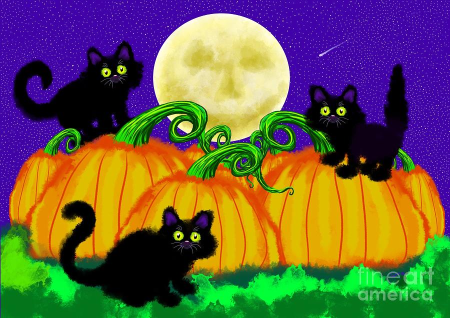 Spooky Night in Pumpkin Patch Painting by Nick Gustafson