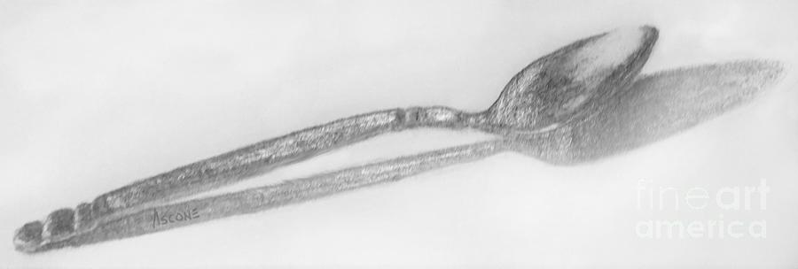 Spoon drawing Drawing by Teresa Ascone