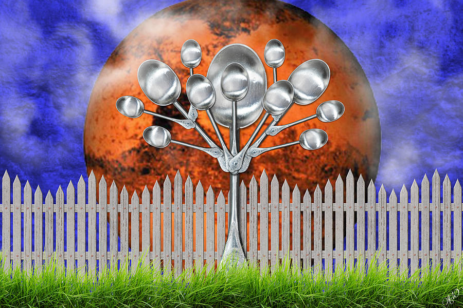 Abstract Mixed Media - Spoon Tree by Ally  White