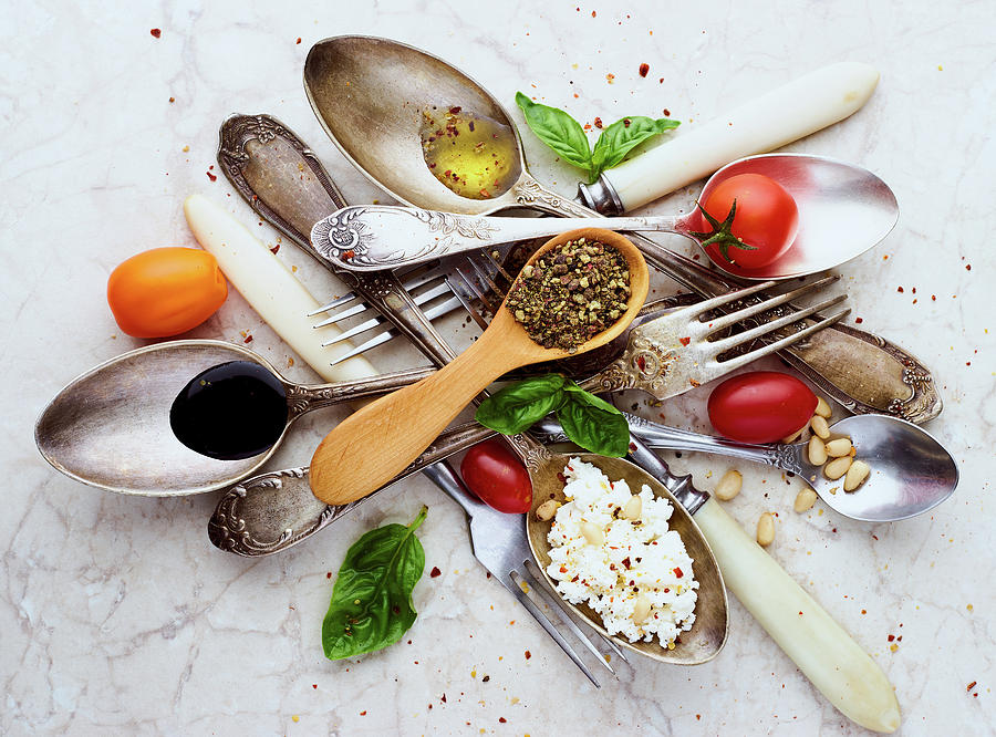 Tomato Photograph - Spoons&salad by Aleksandrova Karina
