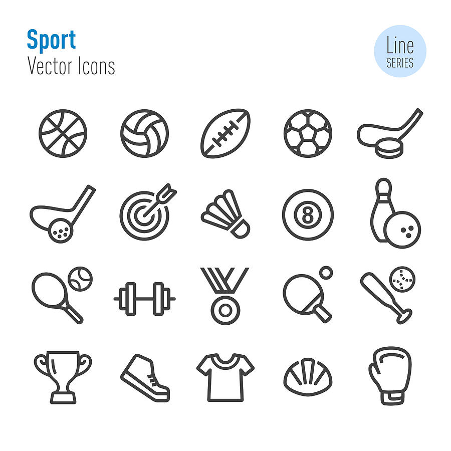 Sport Icons - Vector Line Series Drawing by -victor-