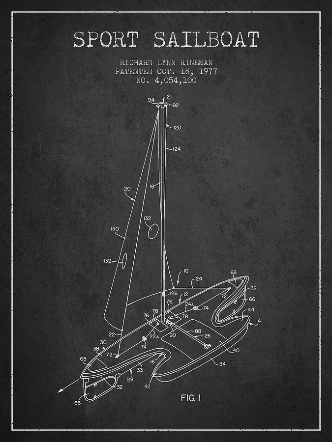 Sport Sailboat Patent From 1977 - Dark Digital Art