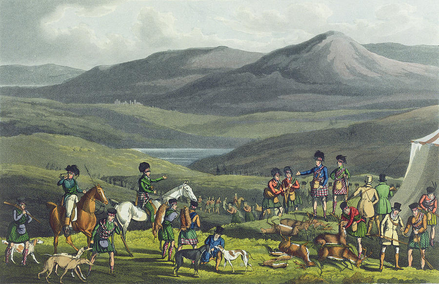 Deer Drawing - Sporting Meeting In The Highlands by Henry Thomas Alken