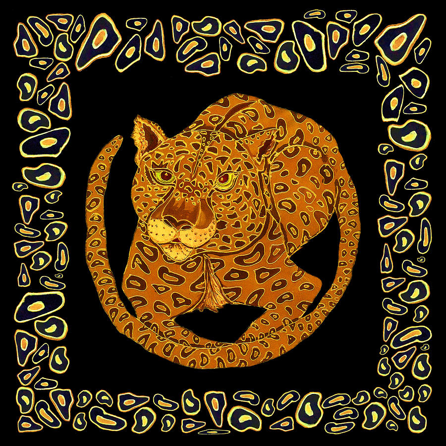 Spot Framed Jaguar Painting by Kelly Smith