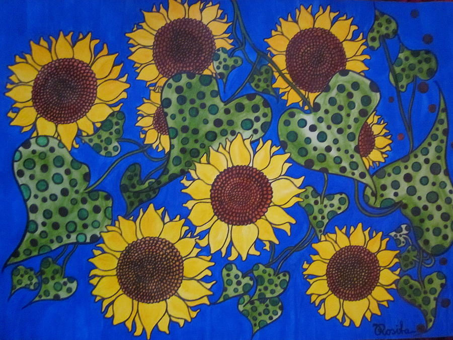 Sunflower Painting - Spot on by Rosita Larsson