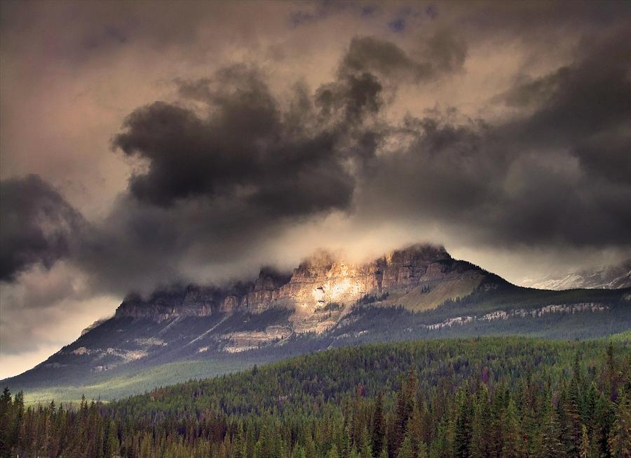Banff National Park Photograph - Spotlight on Castle Mountain by George Cousins