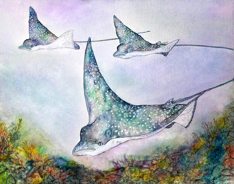 Spotted Eagle Rays Painting by Janet Immordino