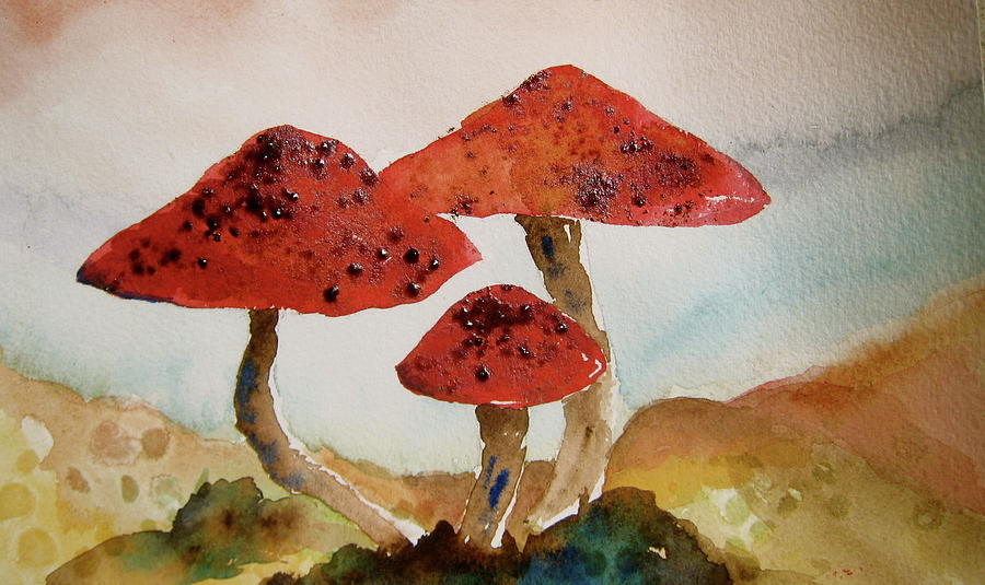 Spotted Mushrooms Painting by Beverley Harper Tinsley