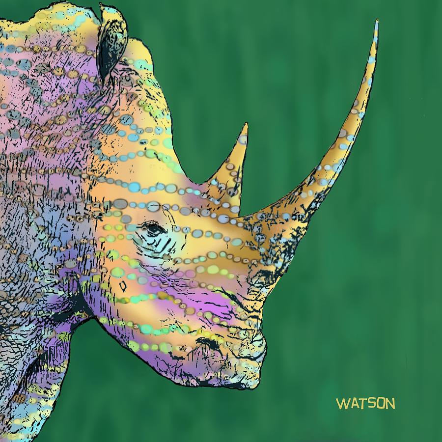 Wildlife Digital Art - Spotted Rhinoceros by Marlene Watson
