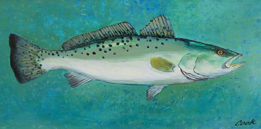 Trout Painting - Spotted Seatrout by Michael Cook