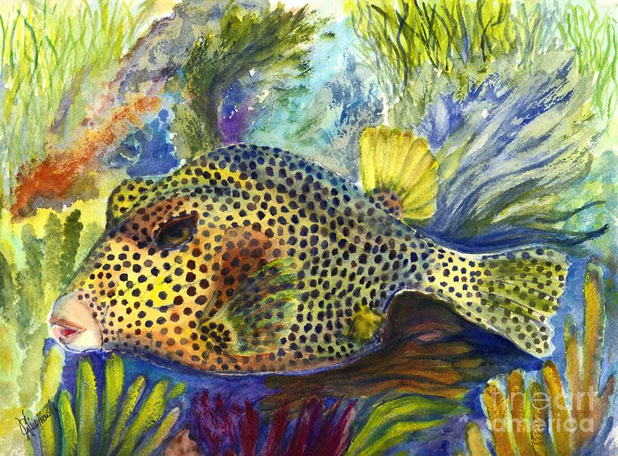 Spotted Trunkfish Painting by Carol Wisniewski