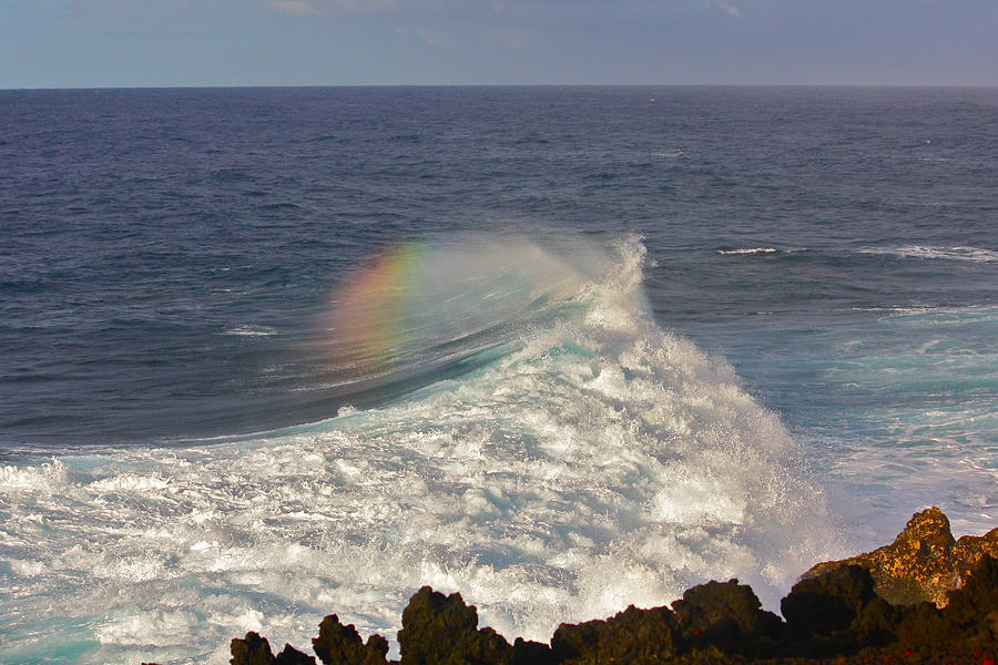 Oceanscape Photograph - Spray Bow Rainbow by Venetia Featherstone-Witty