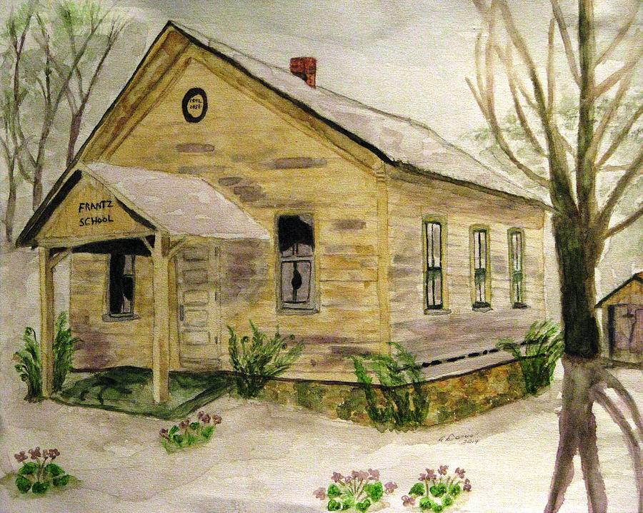 Spring At Frantz School Painting by Angela Davies