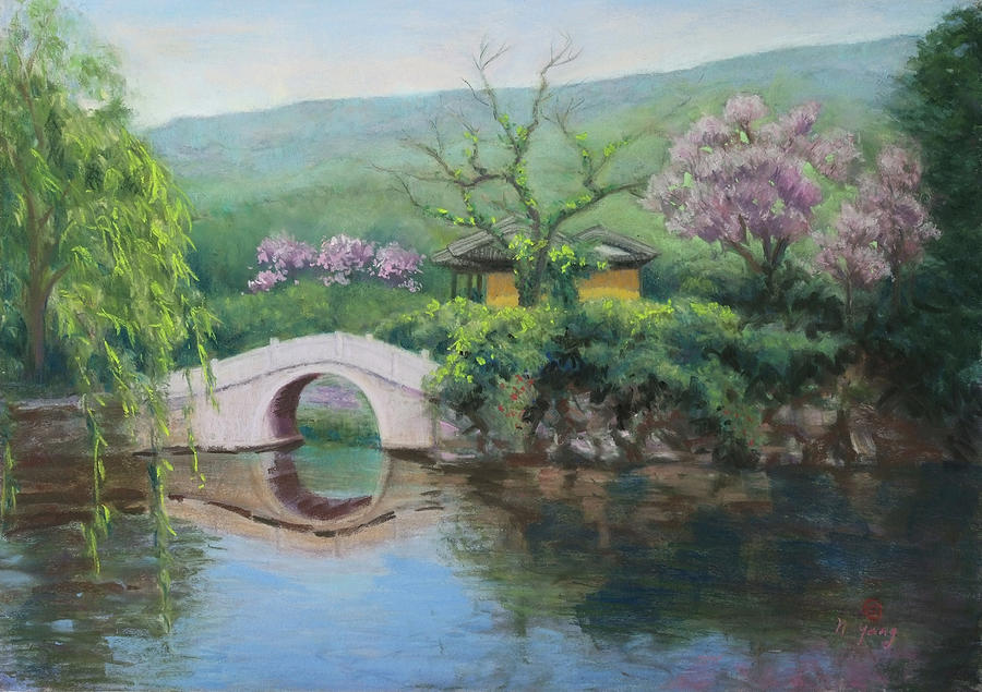 Spring at Lake Tai Pastel by Nancy Yang