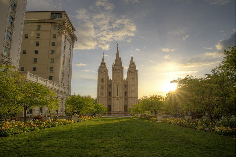 Spring at Temple Square Photograph by Dustin LeFevre