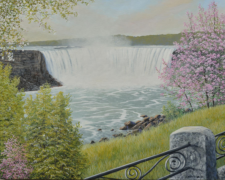 Spring At The Falls Painting by Jake Vandenbrink
