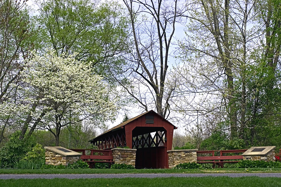 Spring at the General Burrows Memorial Covered Bridge Photograph by Gene Walls