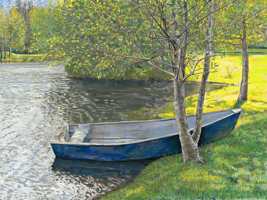 Landscape Painting - The Blue Rowboat by Nick Payne