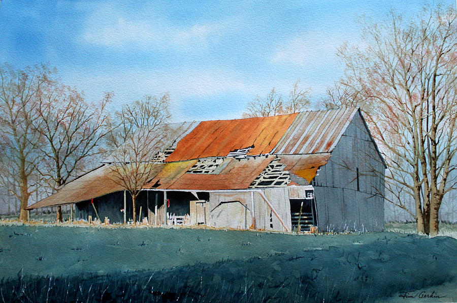 Spring Barn Painting by Jim Gerkin