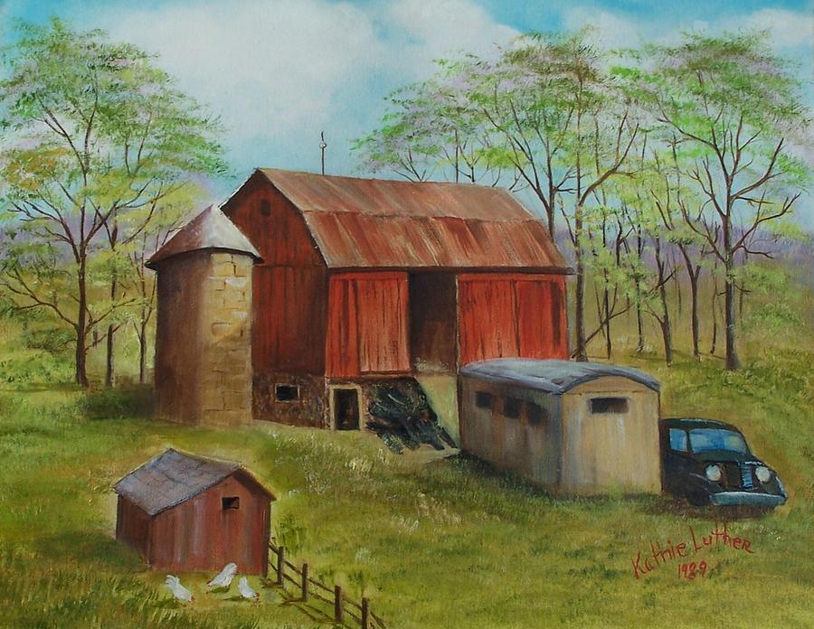 Spring Barn Painting by Kathleen Luther