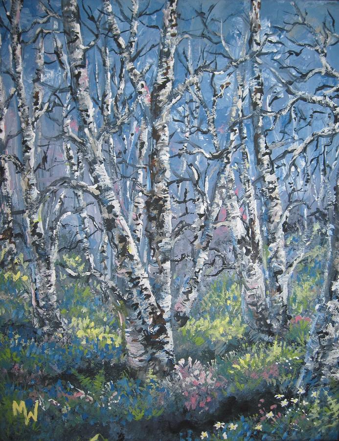 Spring birches Painting by Megan Walsh
