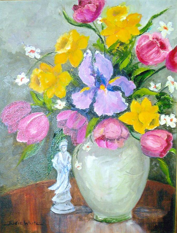 Iris Painting - Spring Blooms  by Judie White