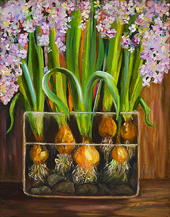 Spring Bulbs Painting by Pati Pelz