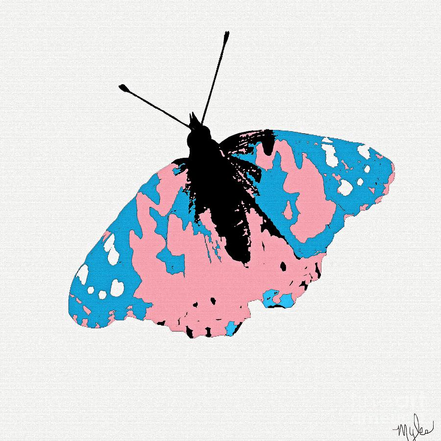 Spring Butterfly Pink and Blue Painting by Saundra Myles