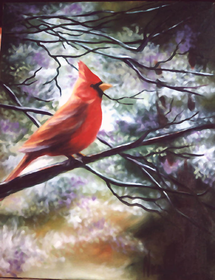 Bird Painting - Spring Cardinal by Nicoletta Filarski