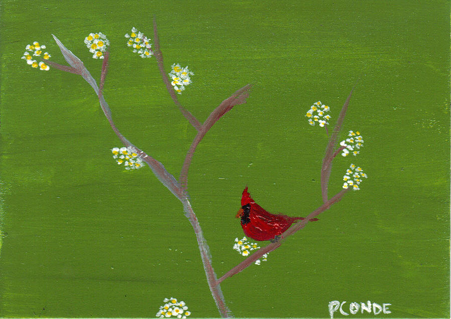 Spring Cardinal Painting by Peter Conde