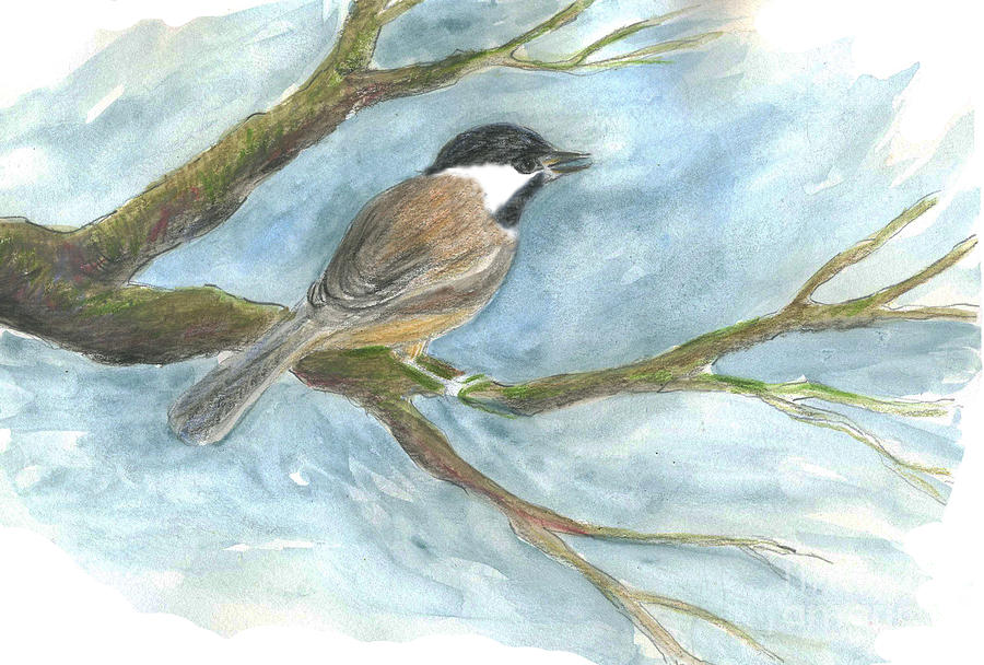 Bird Painting - Spring Chick-a-Dee  by Ellen Miffitt