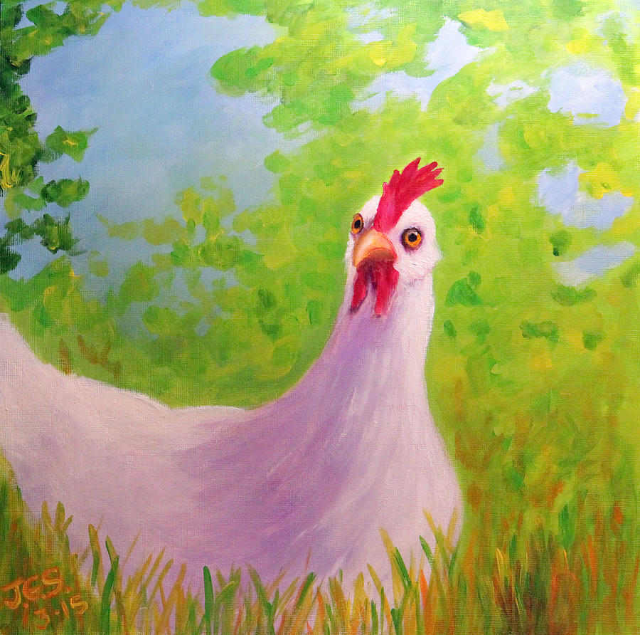 Spring Chicken Painting by Janet Greer Sammons