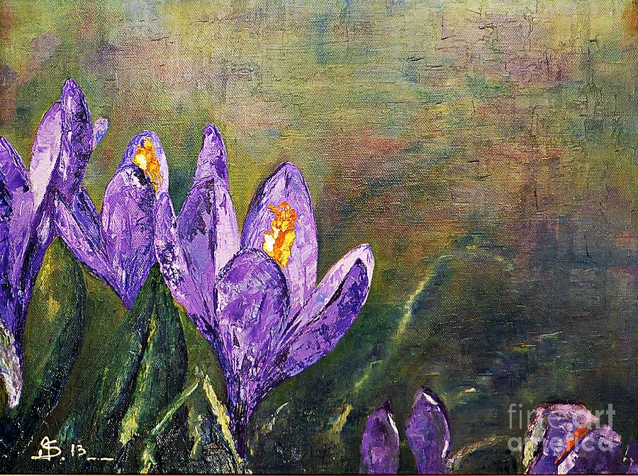 Spring Crocuses Painting by Amalia Suruceanu