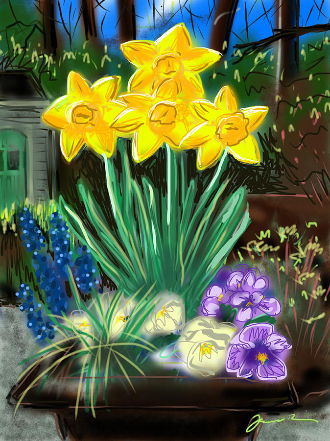 Spring Daffodils Painting by Jean Pacheco Ravinski