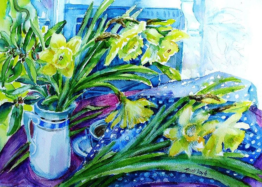 Spring Daffodils Painting by Trudi Doyle