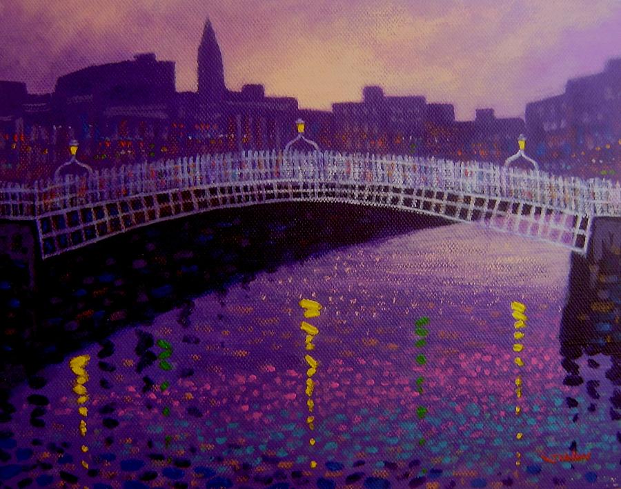 Spring Evening Ha Penny Bridge Dublin Painting by John  Nolan