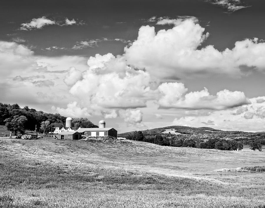 Spring Farm And Hay Field With Clouds in Maine Photograph by Keith Webber Jr