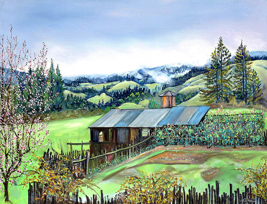 Spring Farm Painting by Asha Carolyn Young