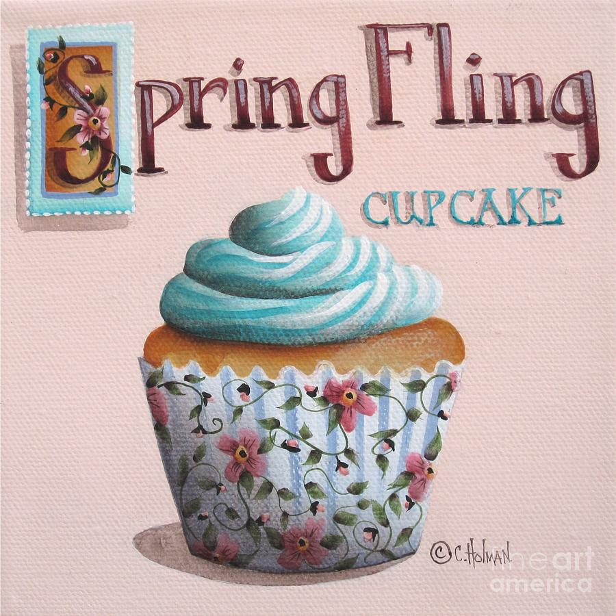 Spring Fling Cupcake Painting by Catherine Holman