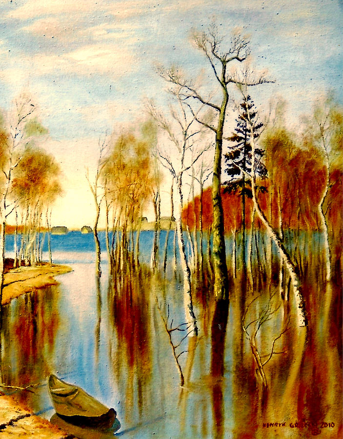 Spring Painting - Spring Flood by Henryk Gorecki