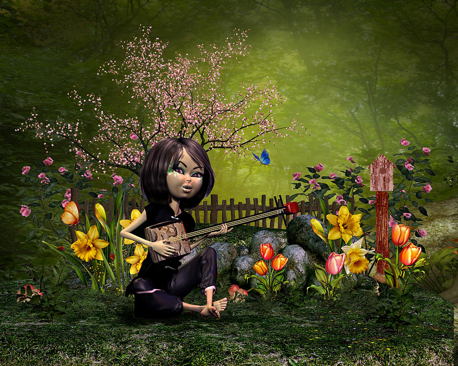 Spring Flowering Garden Digital Art by John Junek