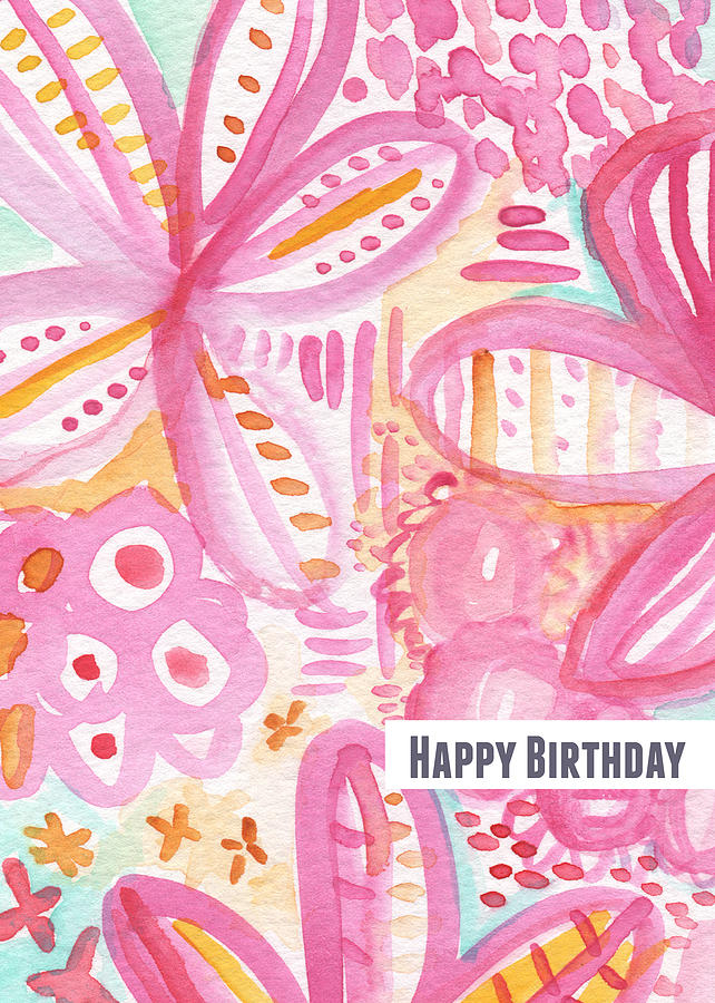 Flowers Painting - Spring Flowers Birthday Card by Linda Woods