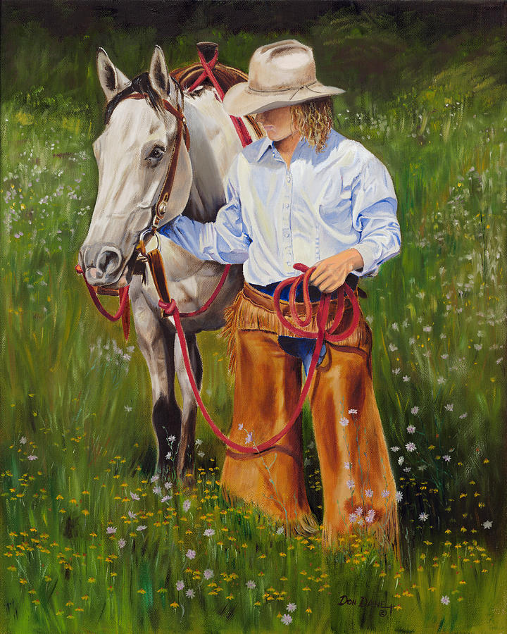 Horse Painting - Spring Flowers by Don Dane