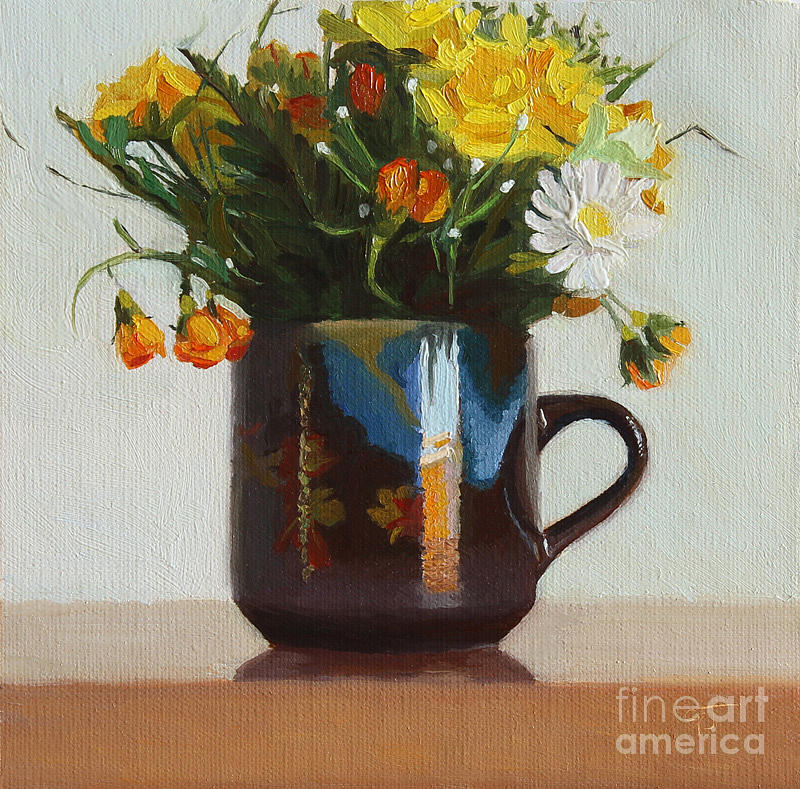 Still Life Painting - Spring Flowers in Autumn Cup by Charmaine P Jackson