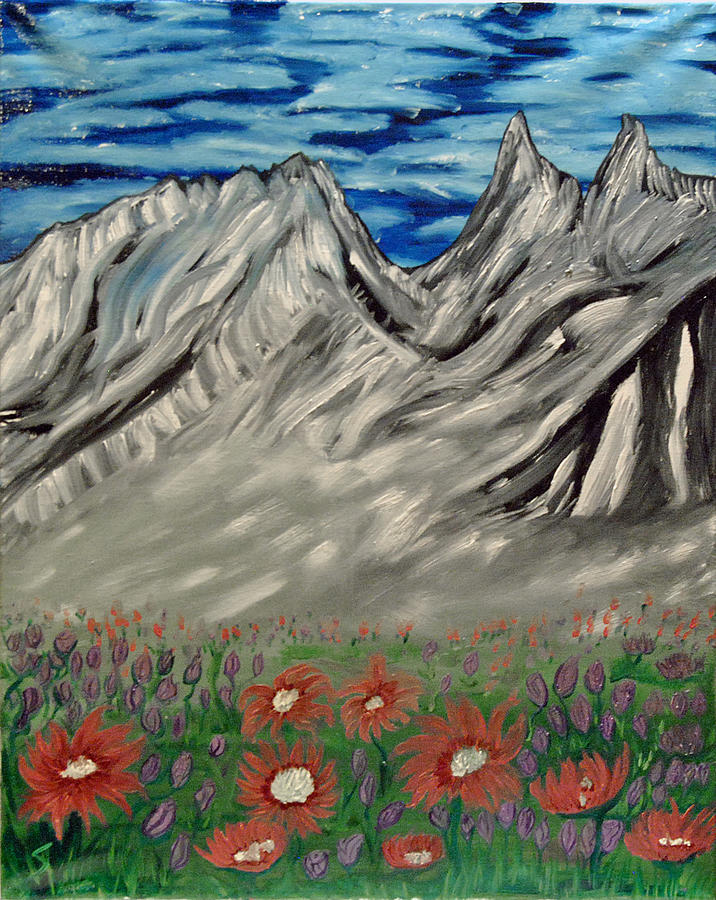 Spring Flowers In The Mountians Painting